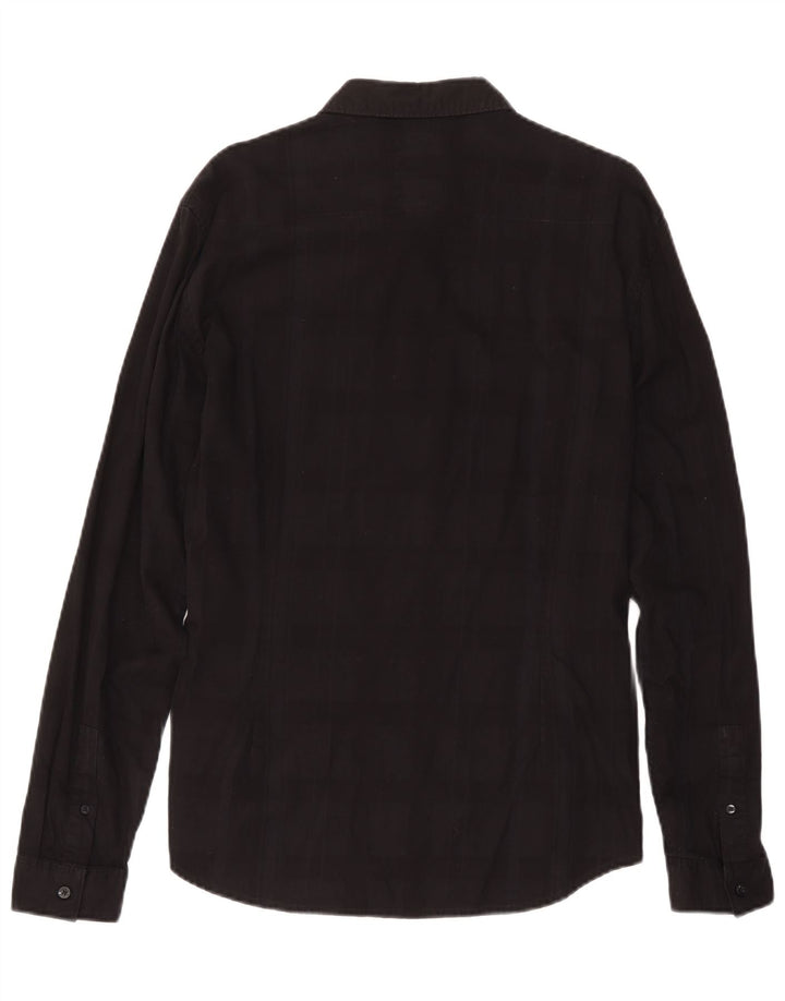 Guess Slim Fit skjorte til mænd, stor sort ternet bomuld