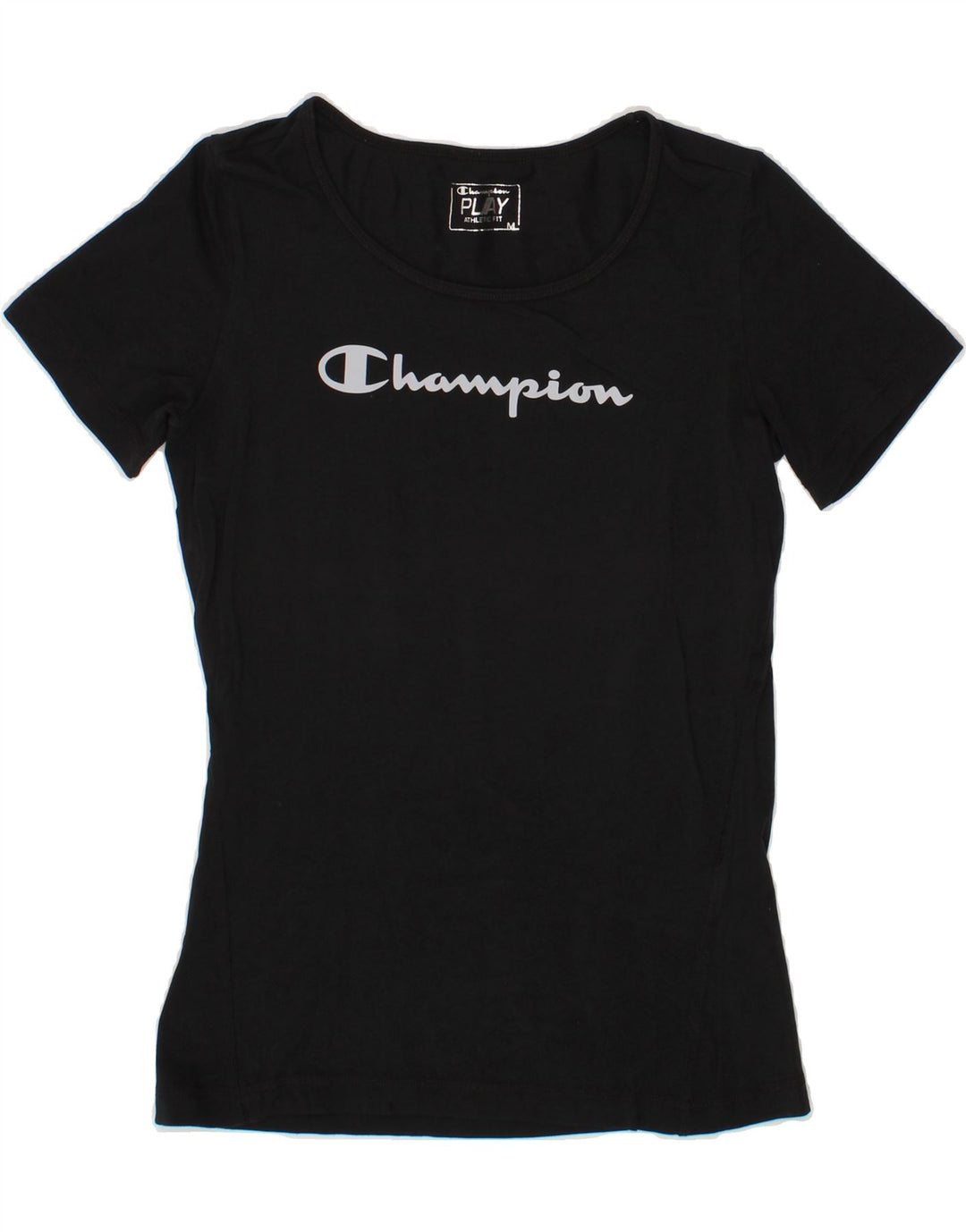 CHAMPION Womens Athletic Fit  Graphic T-Shirt Top UK 14 Medium Black Vintage Champion and Second-Hand Champion from Messina Hembry 
