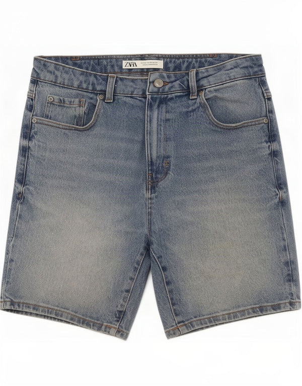 Zara Herre Denim Shorts EU 42 Large W32 Blå Bomuld