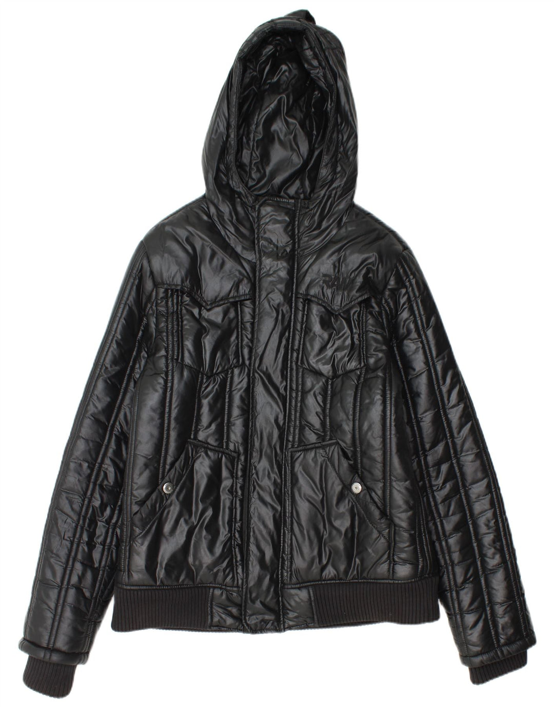 G-STAR Polstret hættejakke til kvinder UK 16 Stor sort polyamid