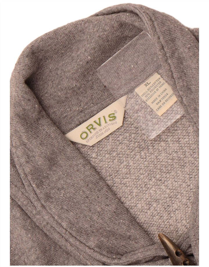 Orvis Herre Shawl Neck Sweatshirt Jumper XL Grå Bomuld