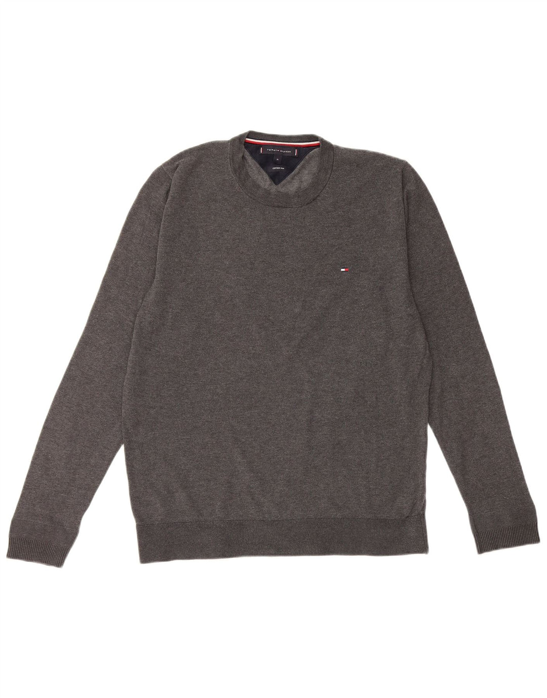 TOMMY HILFIGER sweater med rund hals til mænd mellemgrå bomuld