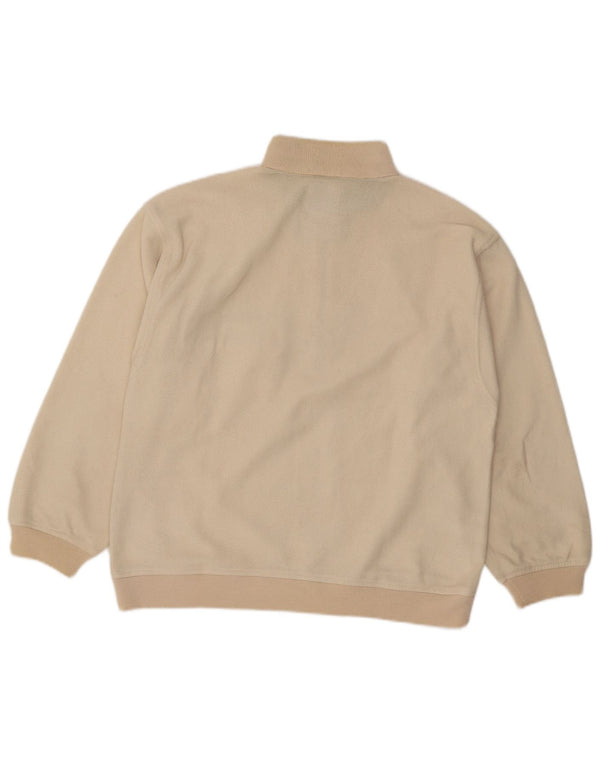 Silvy Mens Polartec Zip Neck Fleece Jumper Medium Beige Fair Isle Polyester