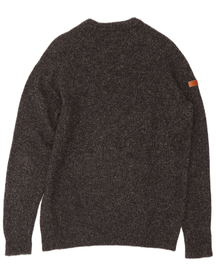 Superdry trøje med rund hals til mænd mellemgrå flækket uld