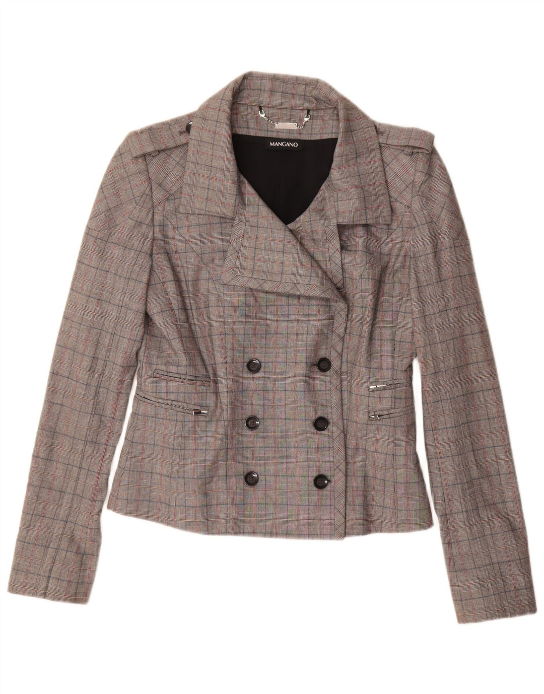 Vintage Dame Dobbeltradet Blazer Jacket IT 44 Medium Grey Check