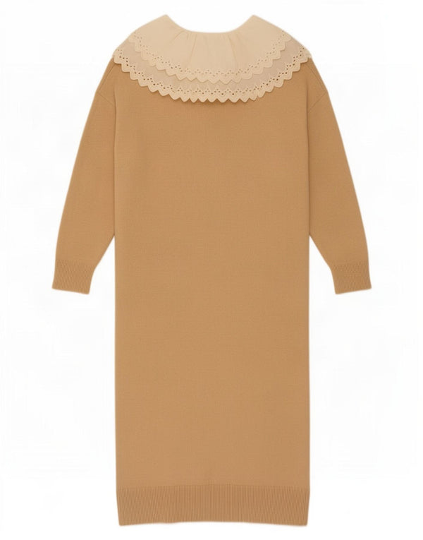 Zara Dame Langærmet Jumper Kjole UK 14 Medium Beige