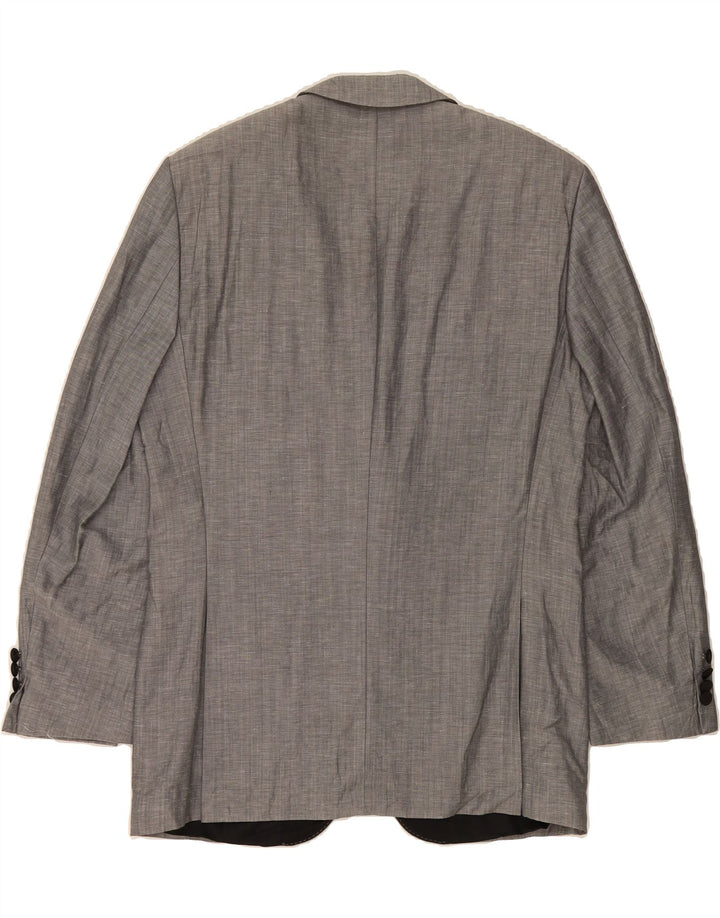 HUGO BOSS Mens Colombo 2 Button Blazer Jacket IT 50 Large Grey Linen Vintage Hugo Boss and Second-Hand Hugo Boss from Messina Hembry 