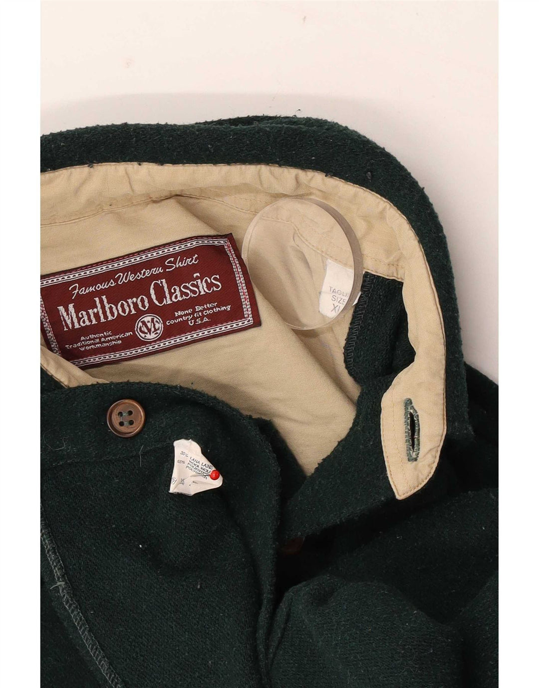 Marlboro Classics Herre Flanellskjorte XL Grøn Uld