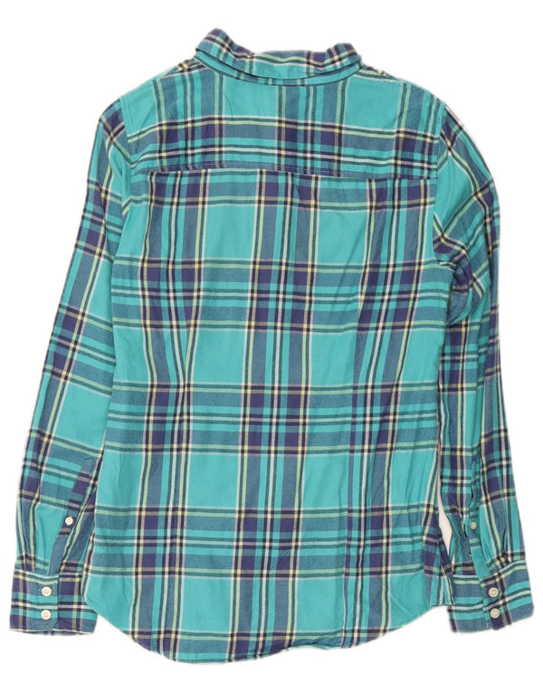 J. Crew Dame Flanelskjorte UK 10 Lille turkis plaid bomuld