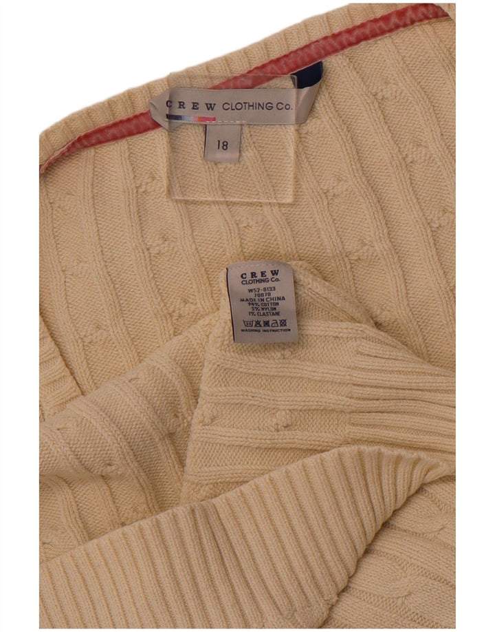 CREW TØJ Dame V-hals sweater UK 18 XL Off White Bomuld