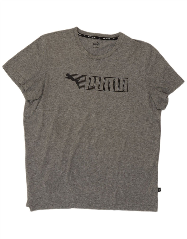 Puma Herre Grafisk T-Shirt Top XL Grå Bomuld