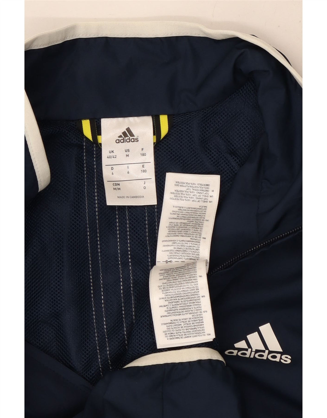 ADIDAS Regnjakke til mænd UK 40/42 Medium Navy Blue Polyester