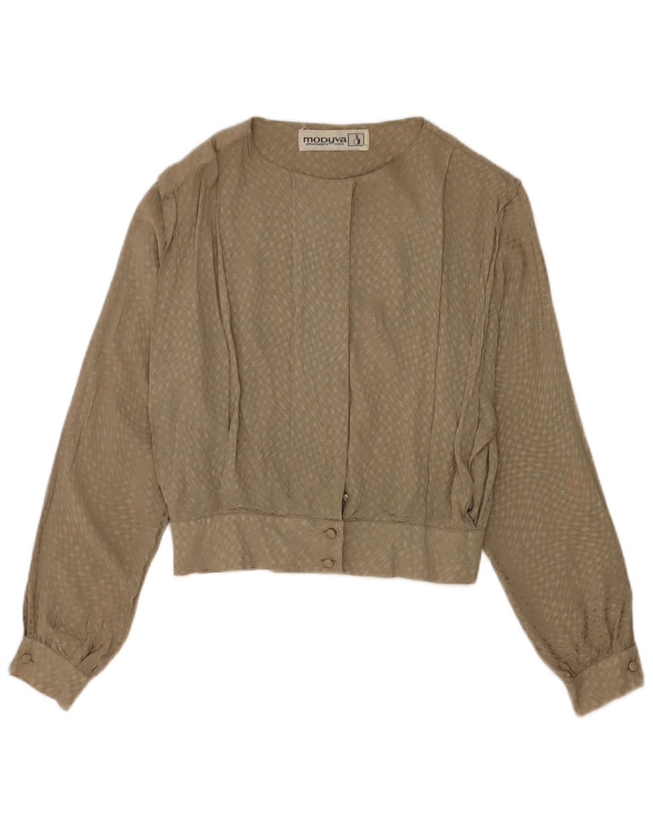 Modyva Dame Langærmet Bluse IT 44 Medium Grøn Geometrisk
