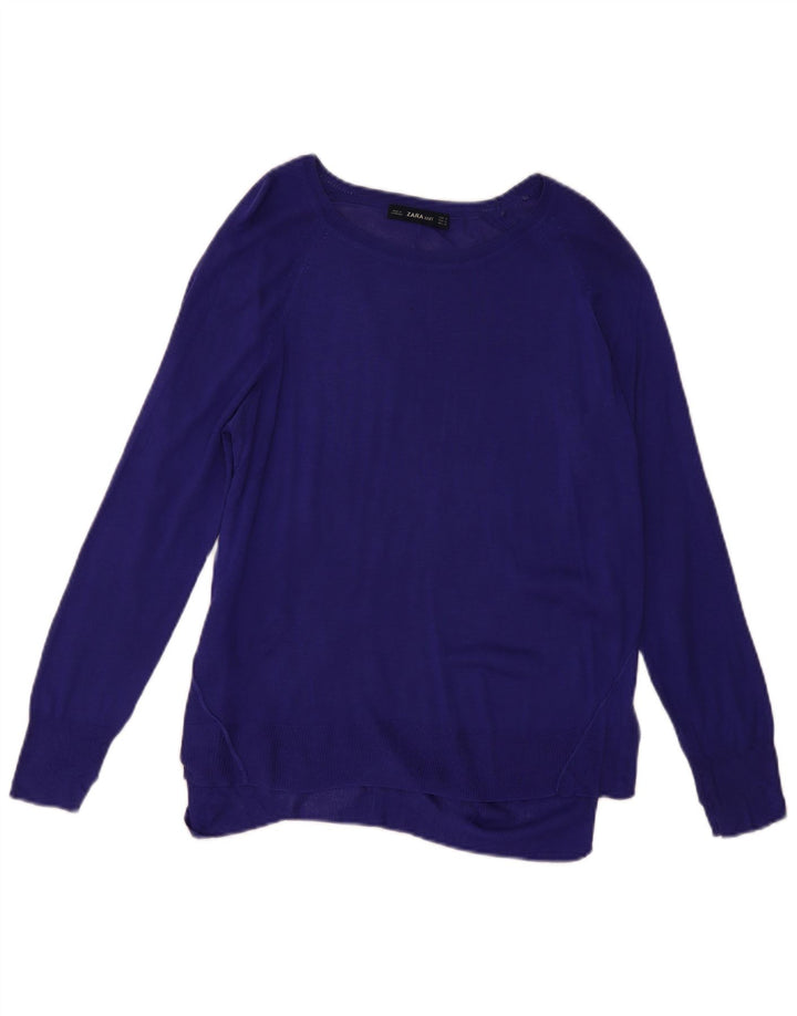 ZARA Dame Boat Neck Jumper Sweater UK 14 Medium Lilla