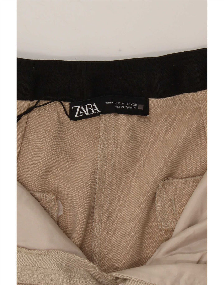 Zara Dame Slim Chino Bukser Medium W28 L26 Beige Colourblock Polyester