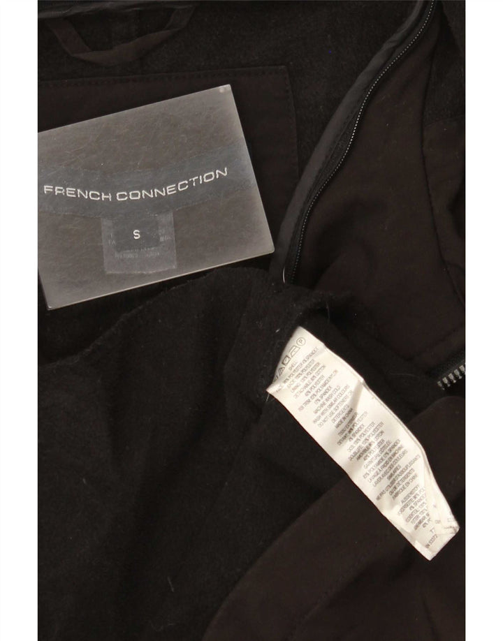French Connection Dame Hooded Windbreaker Coat UK 10 Small Black
