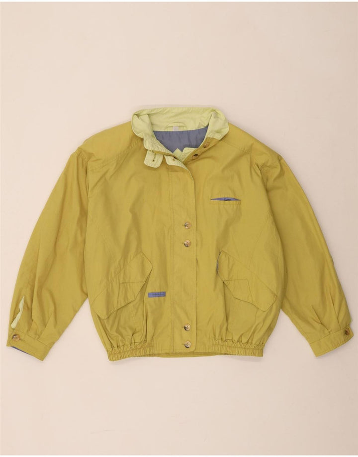 Vintage oversize bomberjakke til kvinder UK 12 Medium Yellow Polyester