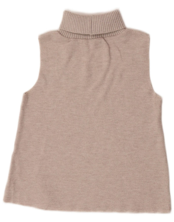 Zara Dame Crop Roll Neck Vest Tank Top UK 8 Small Grey Flecked