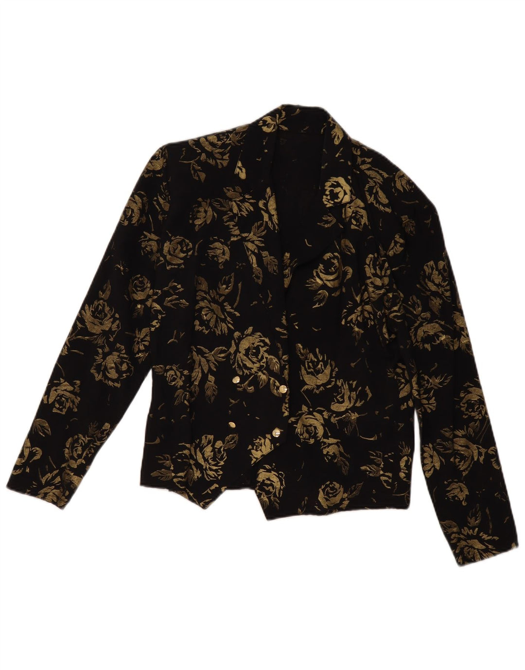 VINTAGE dobbeltradet blazerjakke til kvinder EU 36 Small Black Floral