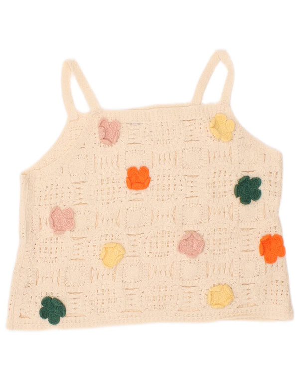 Zara Girls Hæklet Cami Top 6-7 år Off White Floral