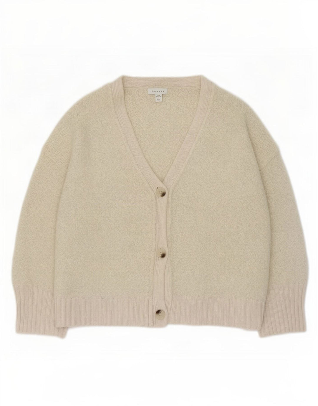 Topshop Dame Oversized Cardigan Sweater UK 10 Small Off White Polyester