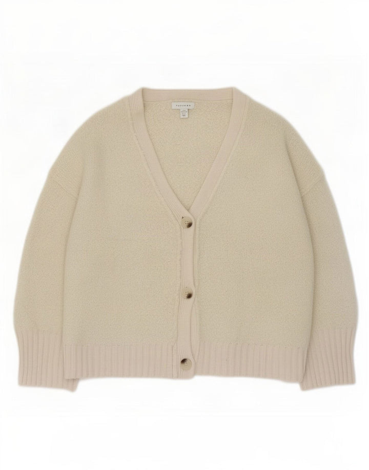 Topshop Dame Oversized Cardigan Sweater UK 10 Small Off White Polyester