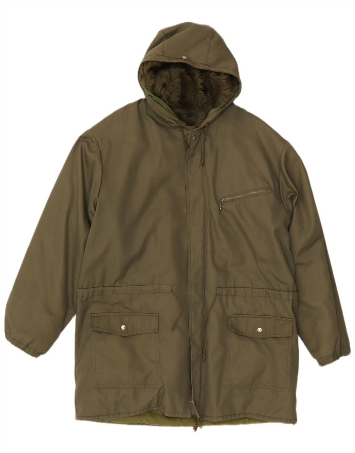 Vintage Herre Hooded Parka Jacket IT 50 Large Khaki