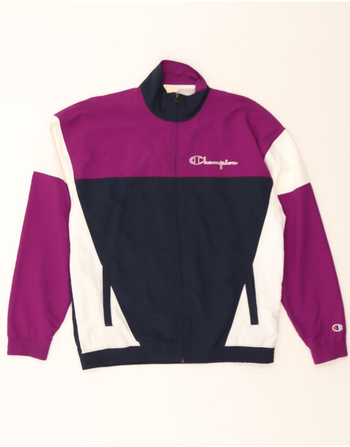 CHAMPION Mens Tracksuit Top Jacket Small Purple Colourblock Polyester Vintage Champion and Second-Hand Champion from Messina Hembry 