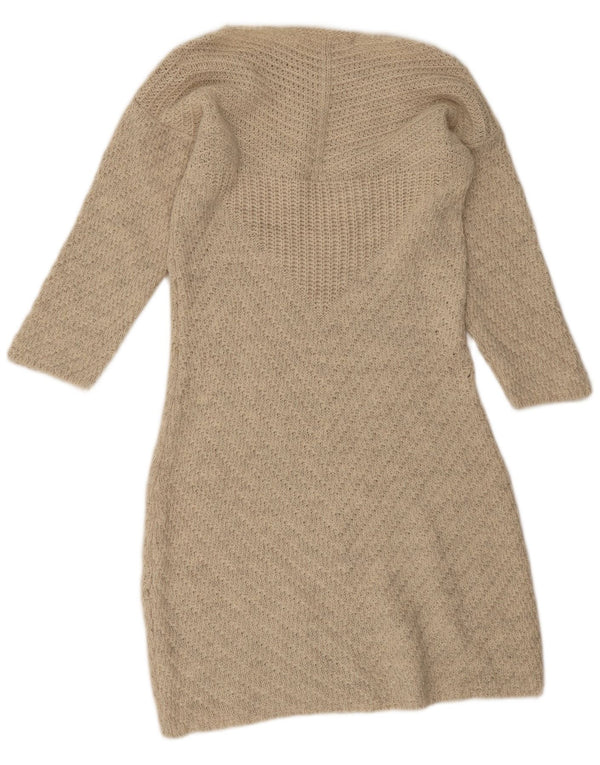 Zara Dame Langærmet Jumper Dress UK 14 Large Beige