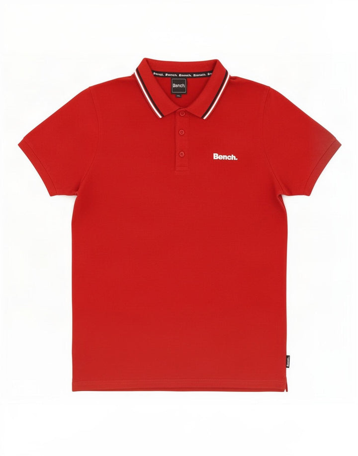 Bænk herre poloshirt Medium rødstribet bomuld