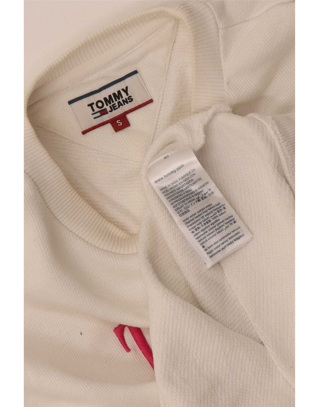 Tommy Hilfiger Dame Grafisk Oversized Sweatshirt Jumper UK 10 Small White