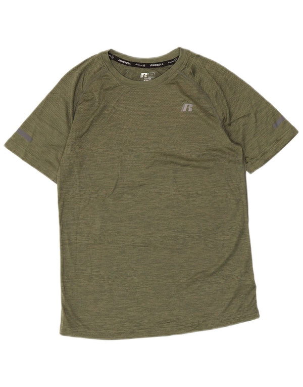 Russell Athletic Boys Dri-Power T-Shirt Top 10-11 år Stor Grøn Flecked
