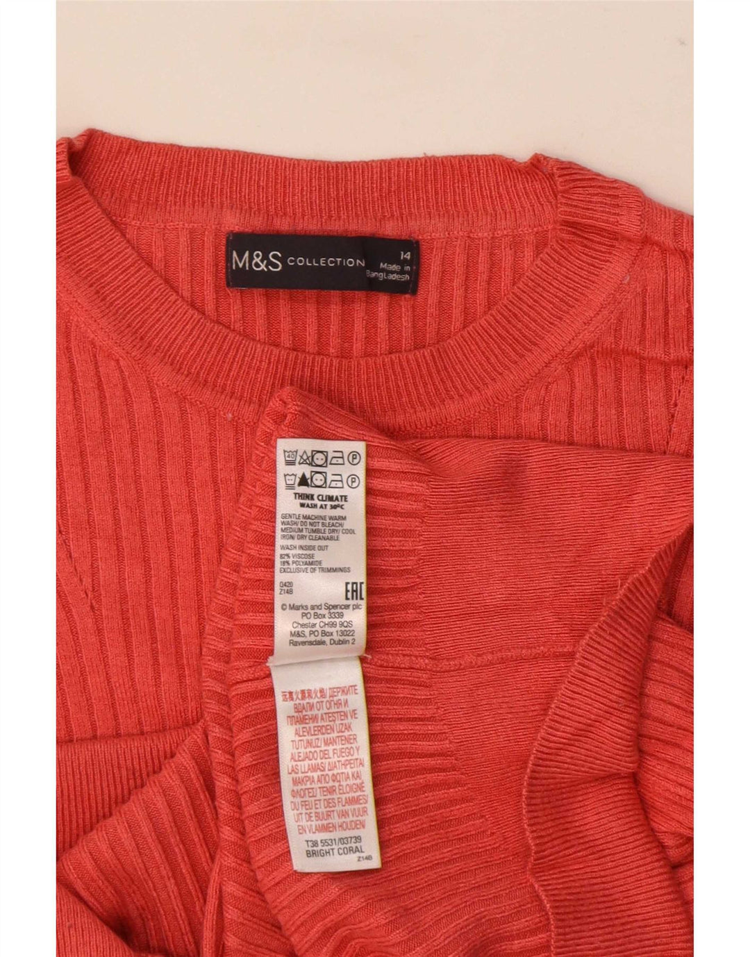 Marks & Spencer Dame Kortærmet Bluse Top UK 14 Medium Pink Viscose