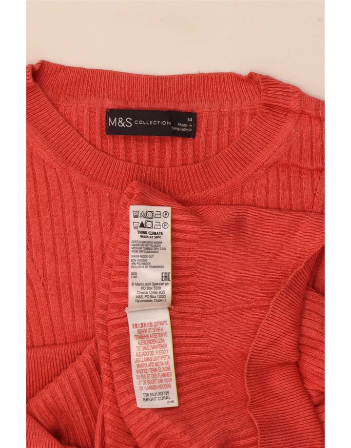 Marks & Spencer Dame Kortærmet Bluse Top UK 14 Medium Pink Viscose