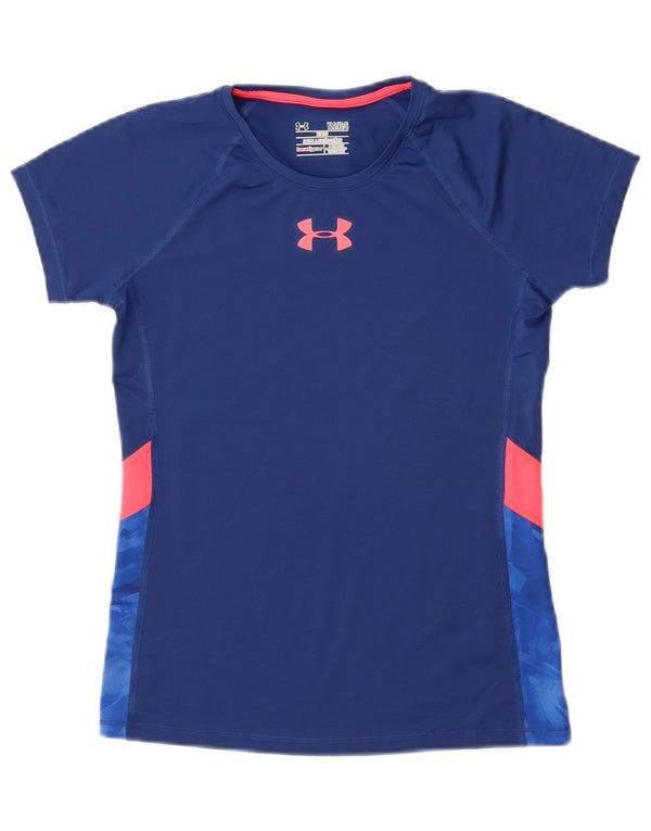 UNDER ARMOUR Girls Fitted T-Shirt Top 11-12 Years Large  Blue