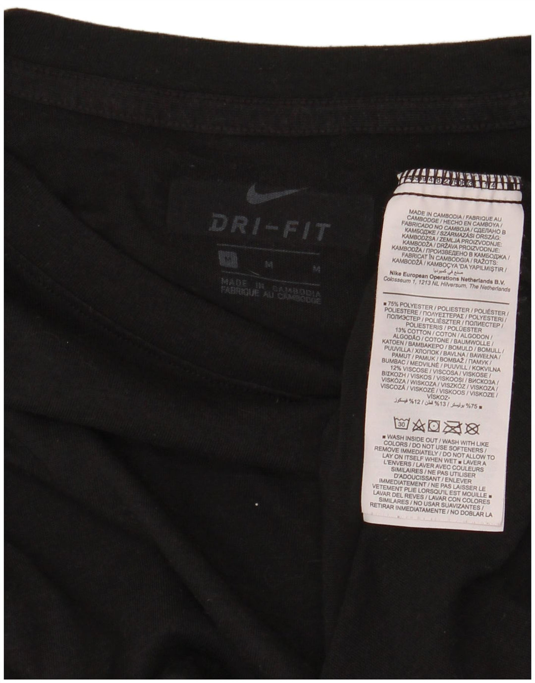 Nike Dame Dri Fit Crop Oversized grafisk T-shirt Top UK 14 Medium Sort