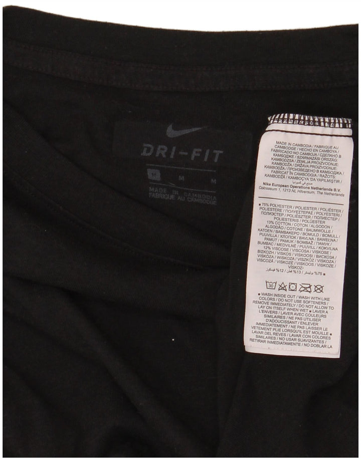 Nike Dame Dri Fit Crop Oversized grafisk T-shirt Top UK 14 Medium Sort