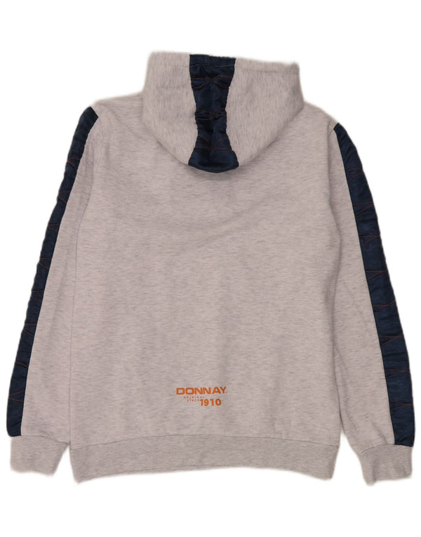 Donnay Boys Graphic Zip Neck Hoodie Jumper 15-16 Years Grey Colourblock