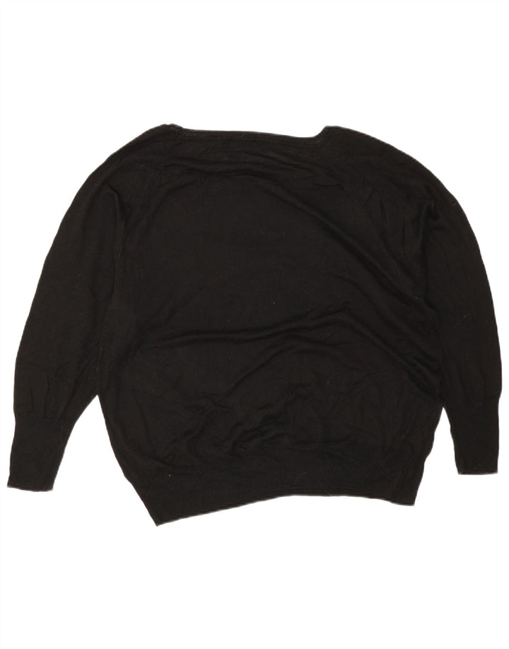Zara Dame Oversized Boat Neck Jumper Sweater UK 14 Medium Black