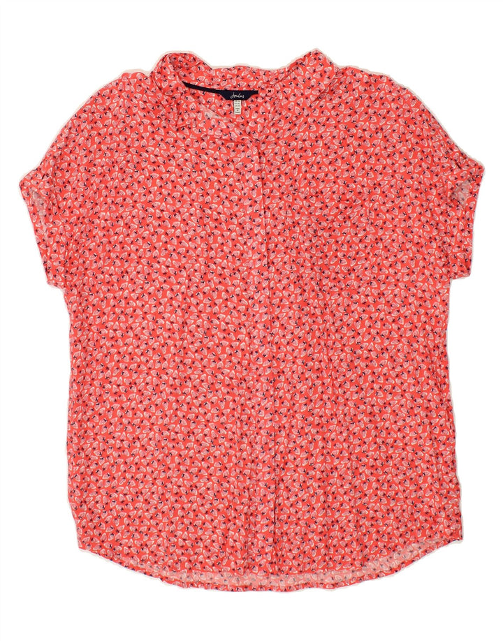 JULES Womens Abstract Pattern Short Sleeve Shirt Blouse UK 14 Large Red Vintage Jules and Second-Hand Jules from Messina Hembry 