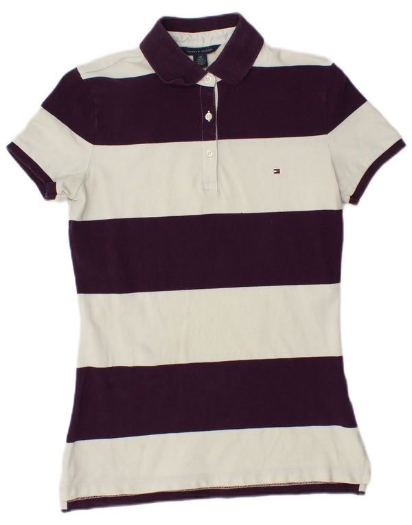 Tommy Hilfiger Dame Polo Shirt UK 8 Lille flerfarvet stribet bomuld