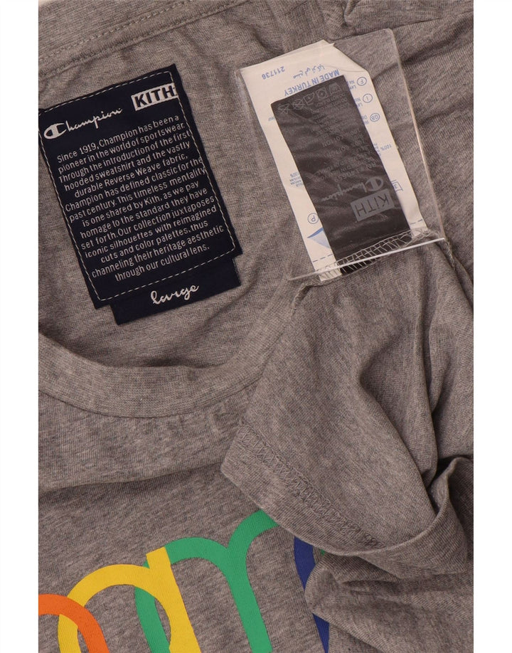 Champion Herre Grafisk T-Shirt Top Stor Grå Bomuld
