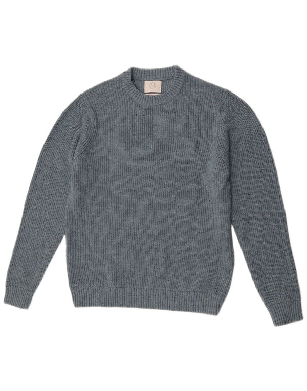 Marks & Spencer Herre sweater med rund hals, stor blå flækket polyamid