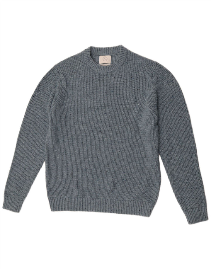 Marks & Spencer Herre sweater med rund hals, stor blå flækket polyamid