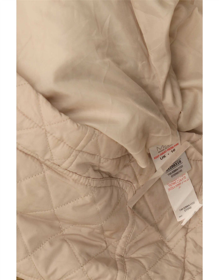 Marks & Spencer Quiltet jakke til kvinder UK 16 Large Beige Polyester