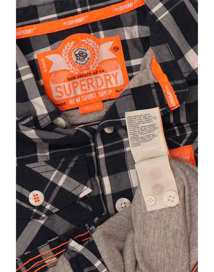 Superdry herreskjorte medium marineblå ternet bomuld