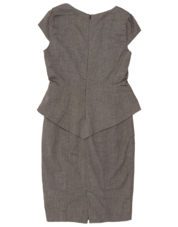 Zara Womens Peplum Dress UK 12 Medium Grey Polyester