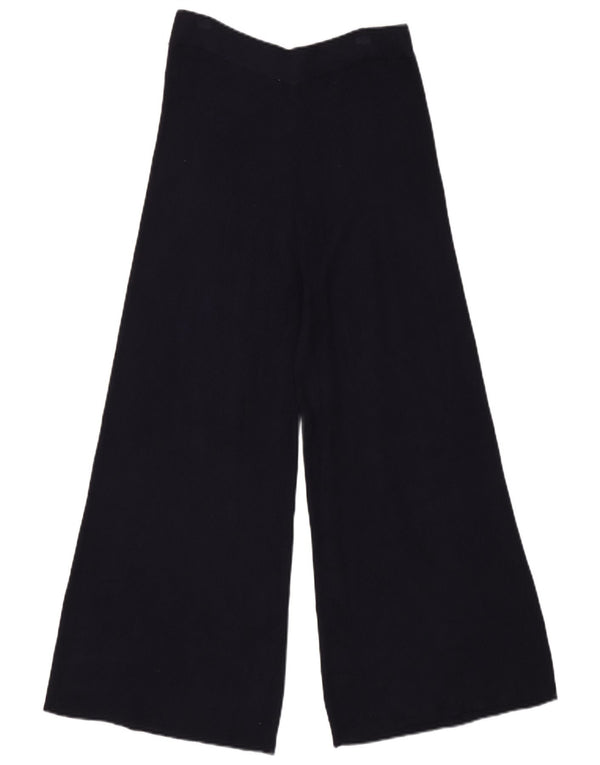 Zara kvinders højtaljede brede ben Casual bukser Small W26 L26 Marineblå