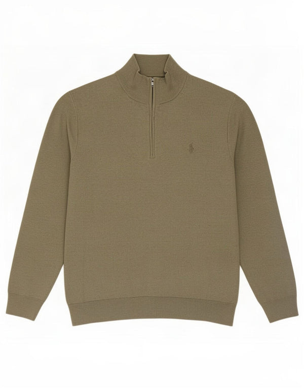 Polo Ralph Lauren Herre Zip Neck Jumper Sweater XL Khaki Bomuld