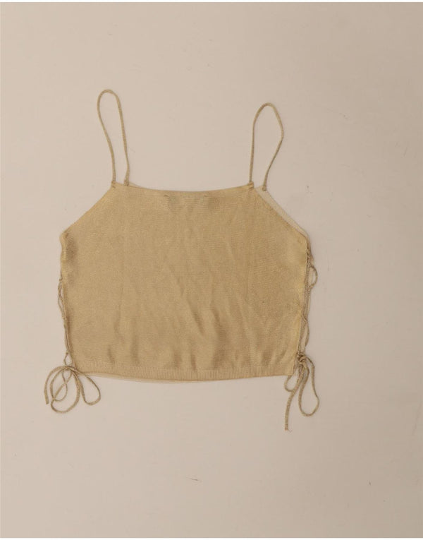 Zara Dame Crop Cami Top UK 12 Medium Beige